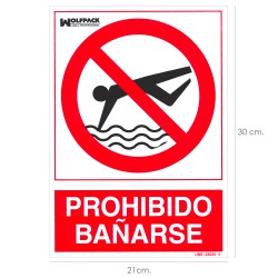 Cartel Prohibido Bañarse...